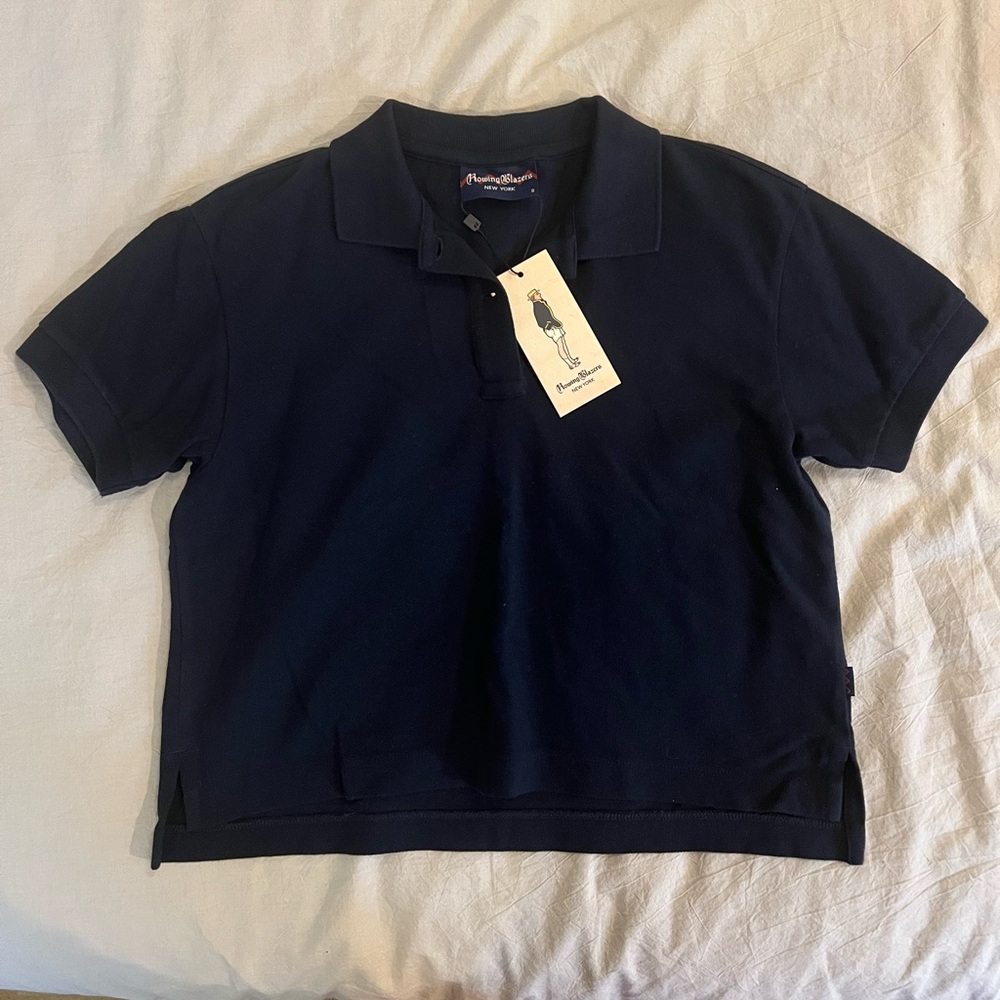 Rowing Blazers Navy Cropped Polo Tee Shirt